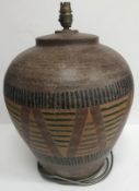A modern pottery lamp with painted ethnic style decoration,