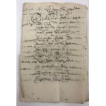 An early French manuscript or part thereof, possibly 16th or 17th Century,