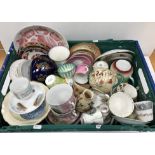 Two crates of assorted decorative china wares to include a Royal Stuart dessert set comprising