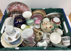 Two crates of assorted decorative china wares to include a Royal Stuart dessert set comprising