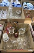 Three boxes of glassware to include various Stuart Crystal wine glasses etc,