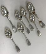 A set of four George IV silver “Fiddle” pattern tablespoons (by William Chawner, London 1826),