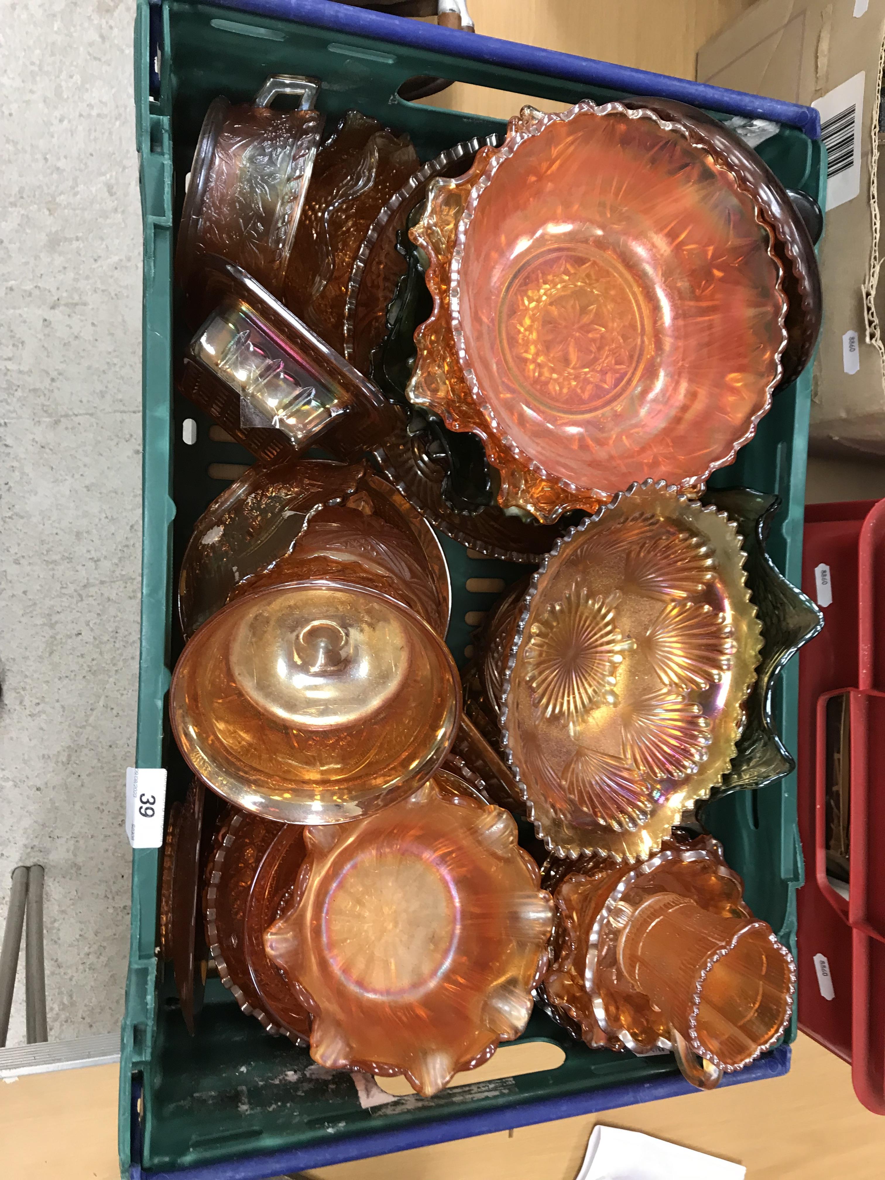 A large collection of mainly orange carnival glass to include bowls, - Image 2 of 6