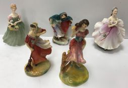 A collection of various figurines including Royal Doulton Four Seasons "Winter" (HN2088),