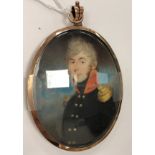 DAVID GIBSON "Gentleman in military uniform" a miniature portrait study head and shoulders,