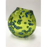 A Steam Gallery Bob Crooks art glass "Hula" vase green ground 14 cm high