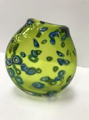 A Steam Gallery Bob Crooks art glass "Hula" vase green ground 14 cm high