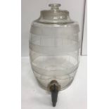 An early 20th Century cut glass spirit barrel with brass tap,