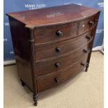 A 19th Century mahogany bow fronted chest,