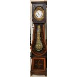 A 19th Century French Comptoise long case clock with painted and shallow carved decoration to the