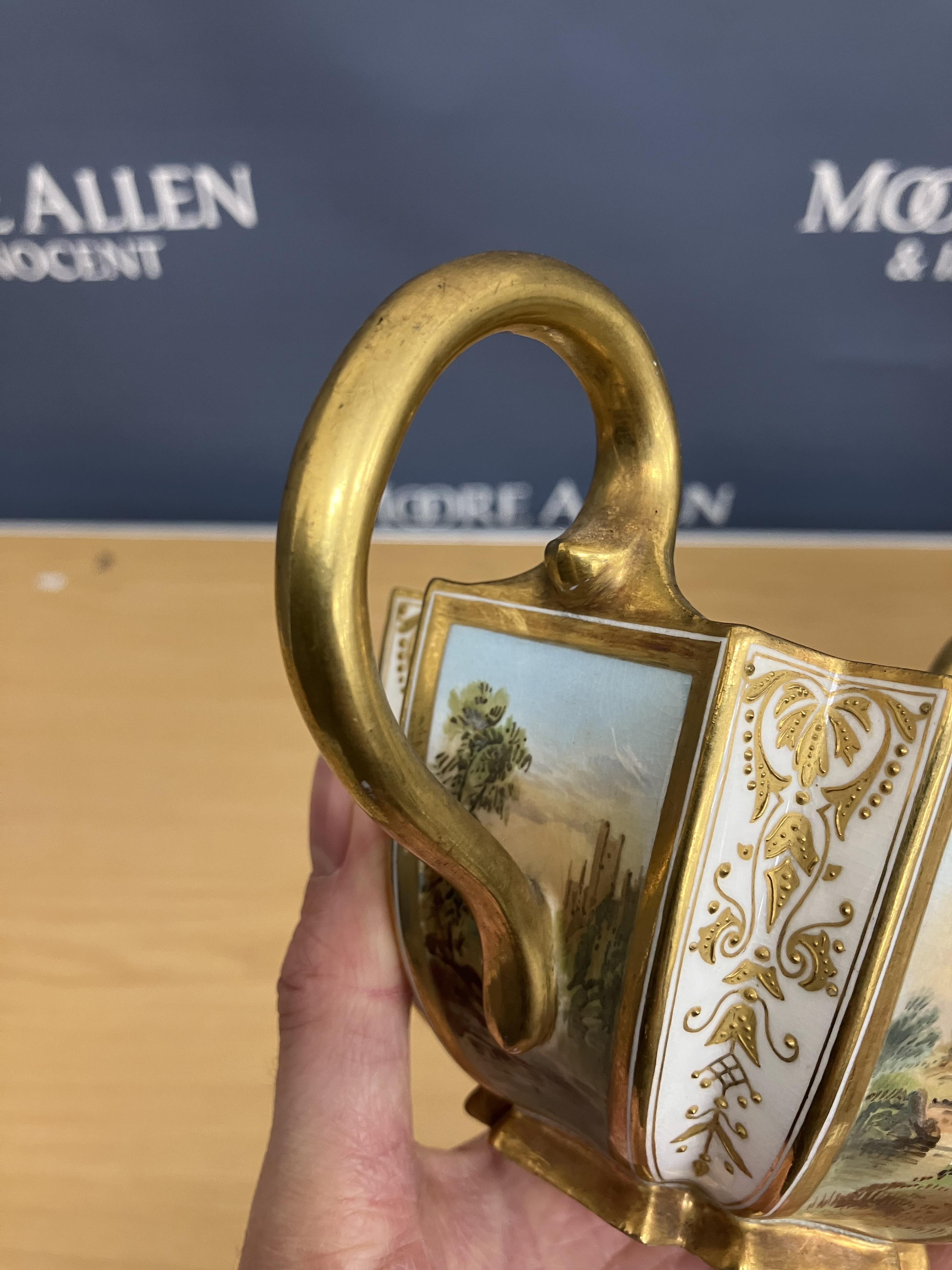 A pair of Coalport hexagonal two-handled bowls, each panel decorated with a landscape scene 10. - Image 4 of 46