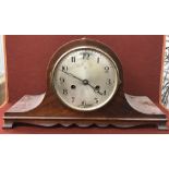 A circa 1897 oak cased eight day mantel clock, 43 cm wide x 14 cm deep x 22 cm high,