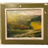 LADY STIBBON "The Crib - The White Horse", a landscape study, oil on board, unsigned,