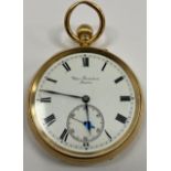 A late Victorian 18-carat gold cased pocket watch,