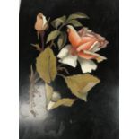 A 19th Century Italian pietra dura panel depicting rose, 25 cm x 18.