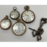 A collection of various pocket watches comprising two gold plated Waltham of Massachusetts pocket