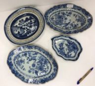 A 19th Century Chinese blue and white leaf shaped dish,