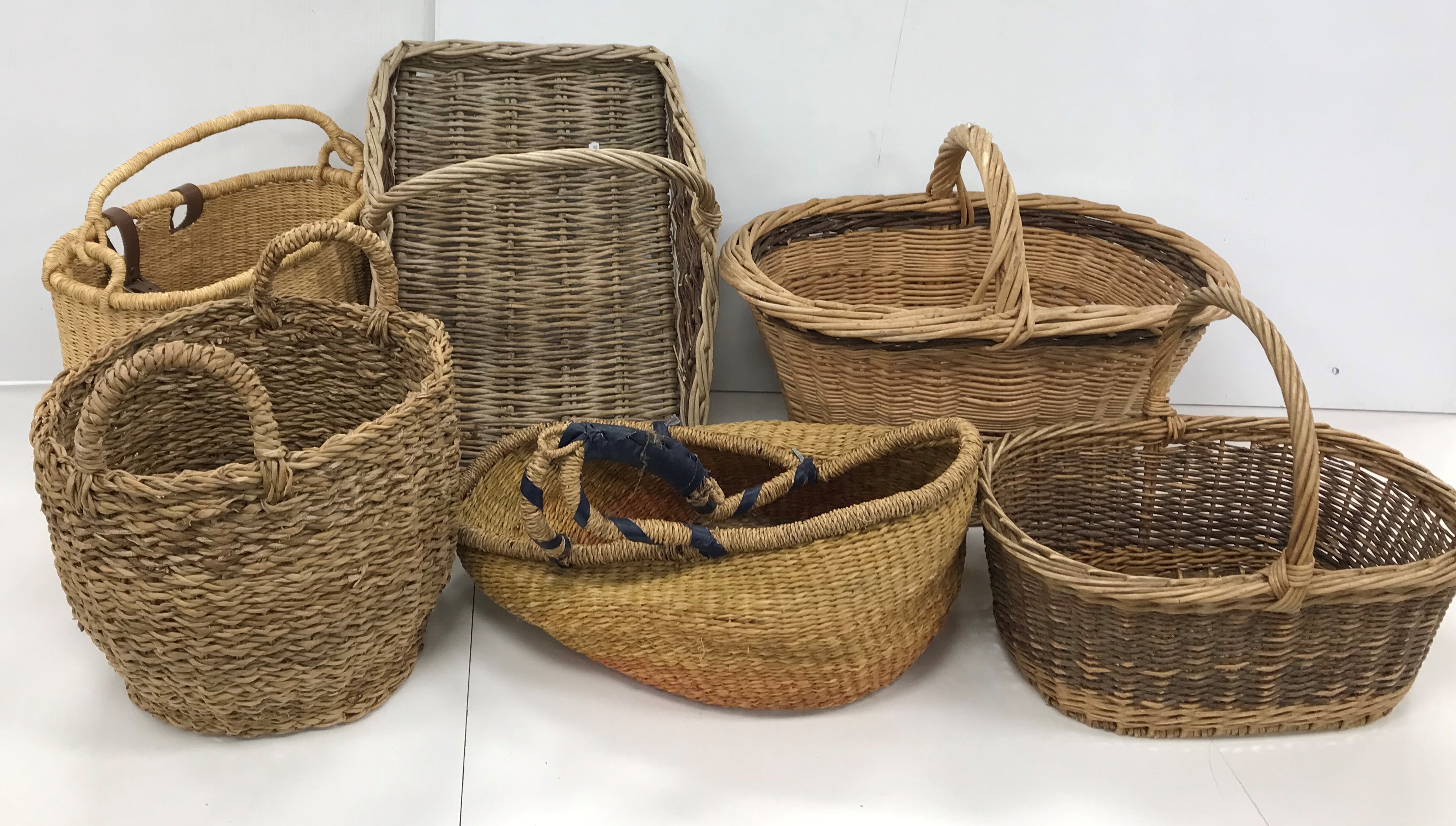 A large collection of baskets, a pine commode, a small pair of decorative steps, - Image 14 of 16