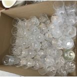 A large collection of various cut and moulded glassware including suite of French drinking glasses