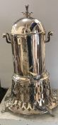 A late Victorian silver plated samovar or tea urn of cylindrical form,