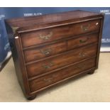 A Bernhardt teak chest, the top with brass bound front corners over four long graduated drawers,