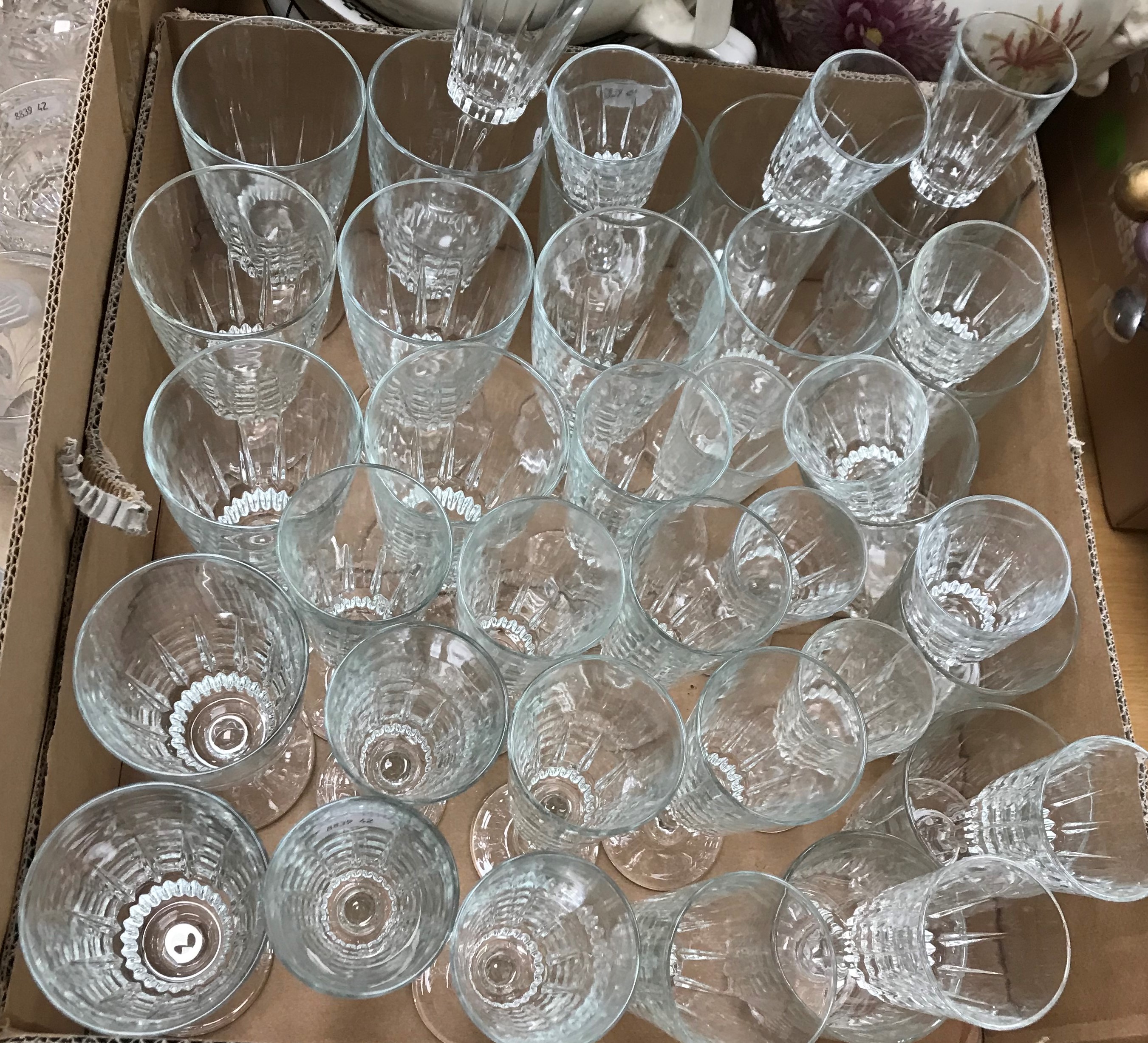 A large collection of various cut and moulded glassware including suite of French drinking glasses - Image 2 of 2
