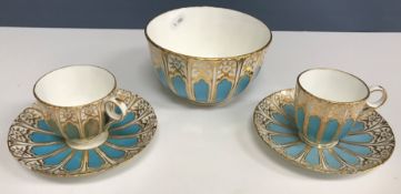 A Coalport “Bleu Celeste” and gilt decorated part tea set (1 box) CONDITION REPORTS