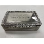 A George IV silver presentation snuff box of rectangular form,