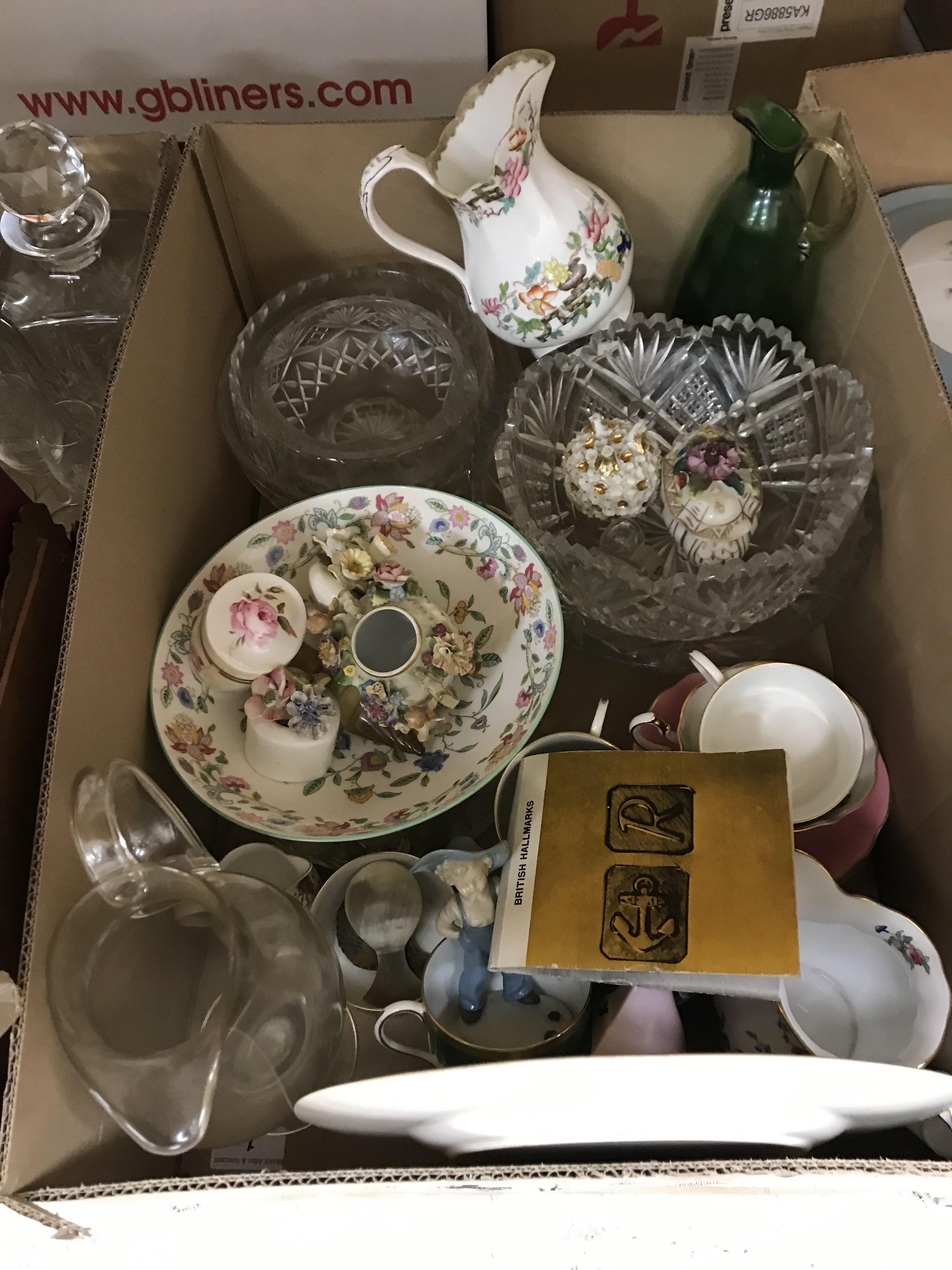 Six boxes of assorted china and glass to include decanters, drinking glasses, - Image 3 of 4