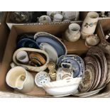 Six boxes of assorted household china and glass to include Worcester Palissy game series collection