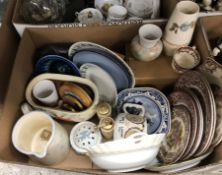 Six boxes of assorted household china and glass to include Worcester Palissy game series collection