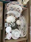 A box of assorted china wares to include Limoges cabinet cups and saucers
