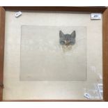 AFTER GUIDO GREUENWALD "Chessie the railroad kitten", (aka sleeping kitten), colour etching,