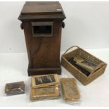 A Victorian walnut cased double-sided stereoscope viewer,