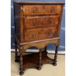 An 18th Century oak, ash and walnut secretaire chest on stand,