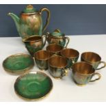 A Carlton ware "Vert Royale" coffee set comprising six cups and saucers, coffee pot,