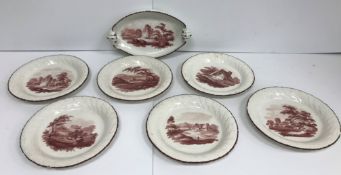 A collection of mainly 19th Century English pottery including six Davenport "Donovan" foliate