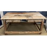 A Victorian pine farmhouse kitchen table,