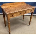 A Victorian satin walnut side table with shallow raised back over a plain top with moulded edge