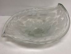 A Murano glass white enamel decorated leaf-shaped fruit bowl,