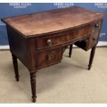 A late Regency mahogany bow fronted side table,