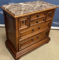 A modern cherrywood chest in the 17th Century style, by Stanley Furniture,