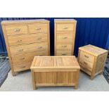 A modern ash chest of two short over four long graduated drawers, 92.