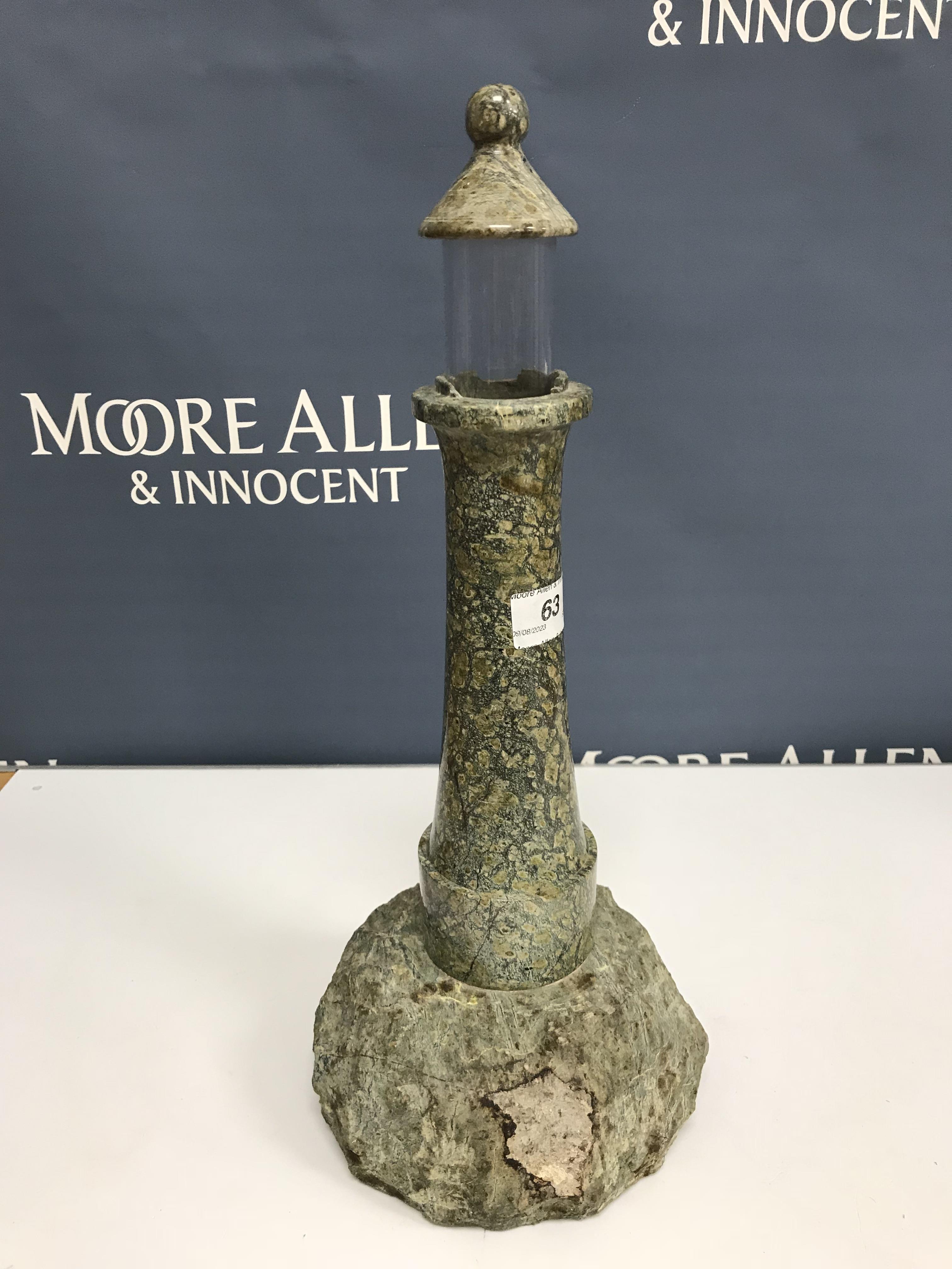 A vintage serpentine Lighthouse table lamp 41 cm high CONDITION REPORTS There are - Image 12 of 12