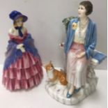 A collection of six various Royal Doulton figurines including "HM Queen Elizabeth The Queen Mother