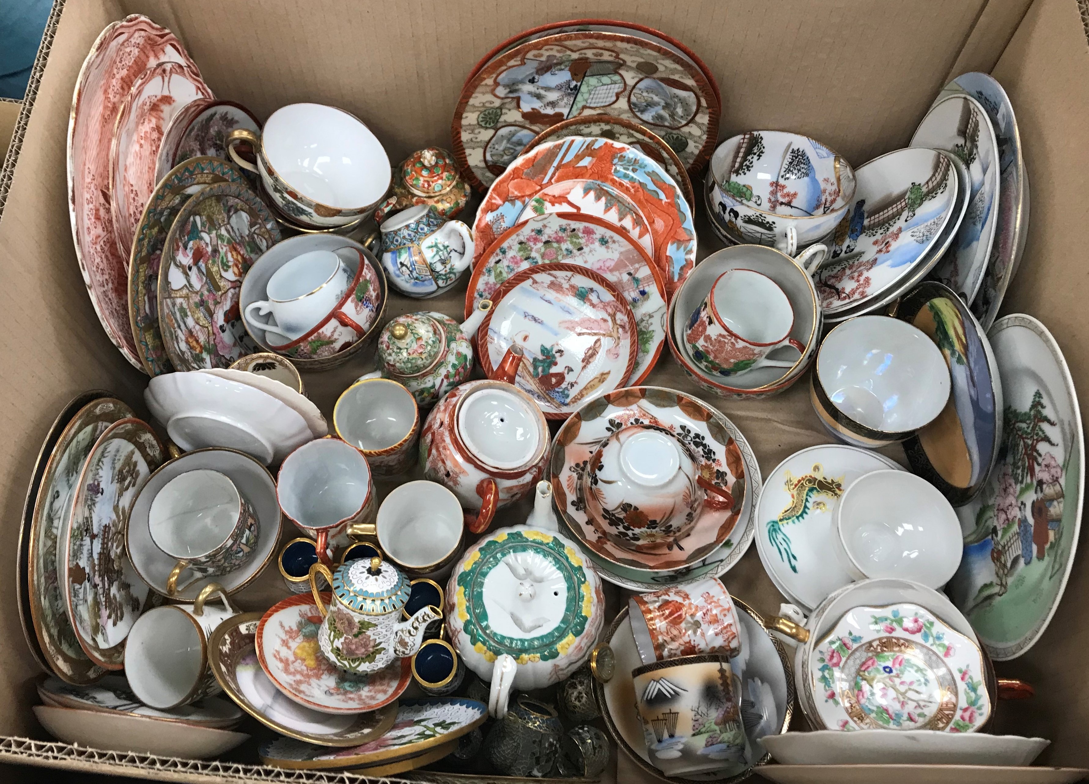 Two boxes of assorted china wares to include Phoenix ware tea wares,