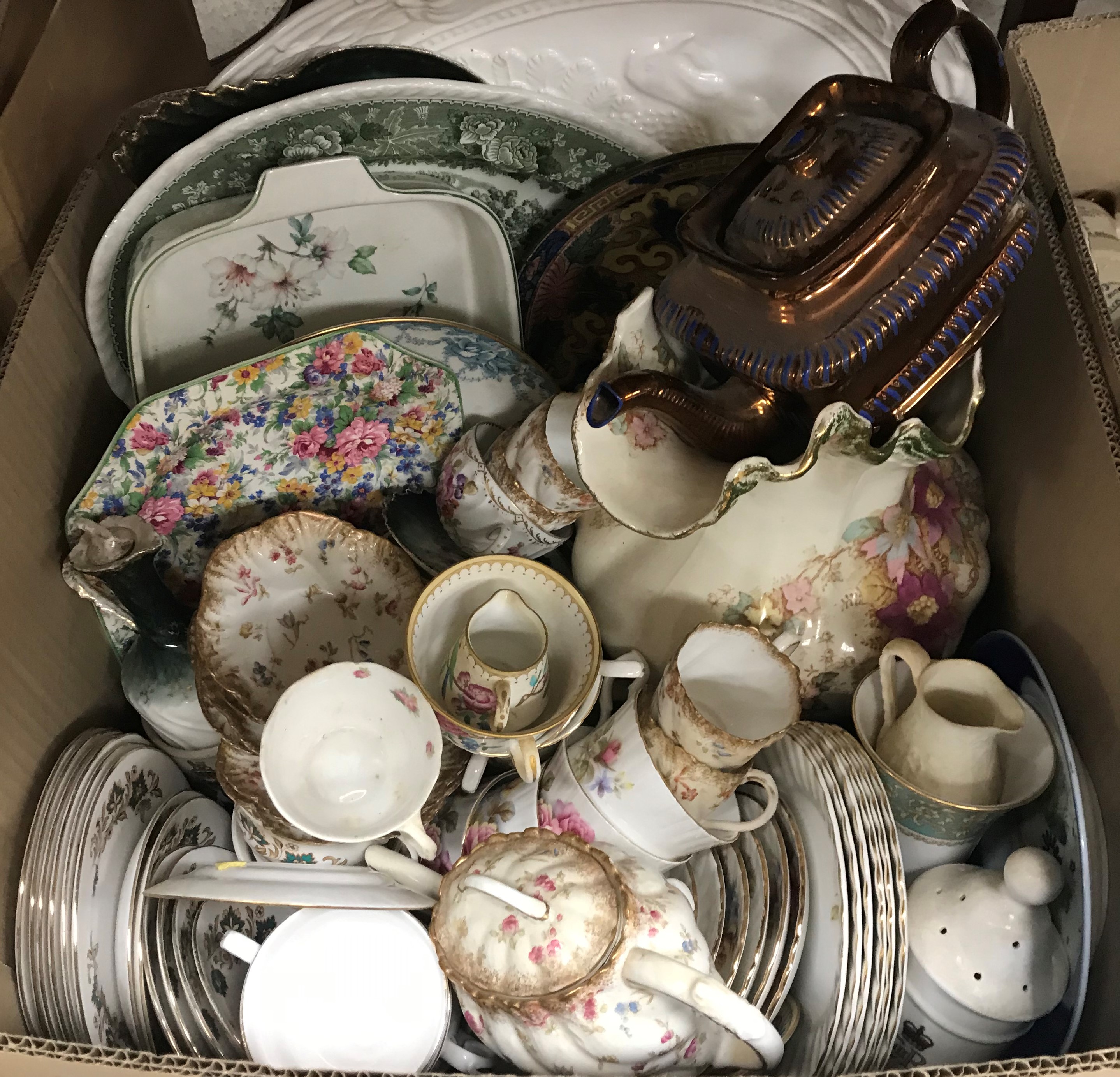 Three boxes of assorted china wares to include a Booth's "Bayonne" part dinner service, - Image 3 of 4