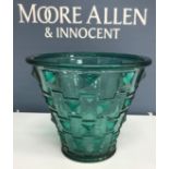 An Orrefors turquoise glass vase designed by Simon Gate, marked to base with moulded mark, 16.