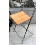 Two folding bar stools, folding chair, piano stool, two mirrors,