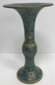 A Chinese turquoise ground Gu vase with wide flared rim,